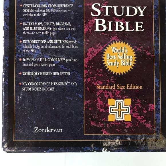 Zondervan Study Bible NIV Blue Leather Red Letter w/Box SIZE XL - Picture 3 of 7